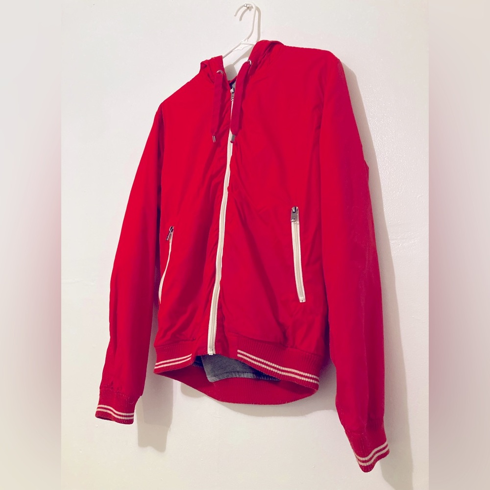 H&M Red Zip Up Windbreaker Jacket - Picture 2 of 5